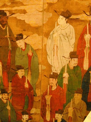Lot 121 - Chinese Lacquered Two-Fold Screen