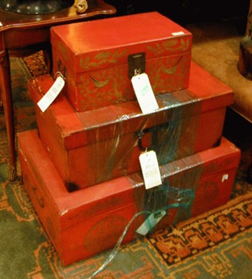 Lot 119 - Group of Three Japanese Lacquered Boxes