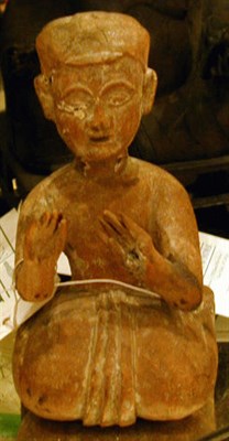 Lot 127 - Burmese Wood Kneeling Figure of a Supplicant