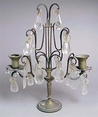 Lot 124 - Pair of Rococo Style Brass and Glass Two-Light...