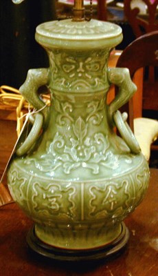 Lot 430 - Chinese Celadon Porcelain Lamp