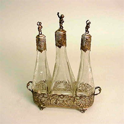 Lot 361 - Continental Silver and Glass Liqueur Set With...