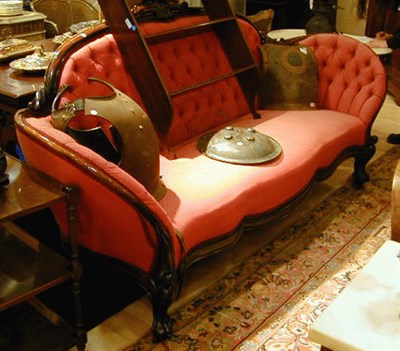 Lot 246 - Victorian Rosewood Upholstered Settee Signed.