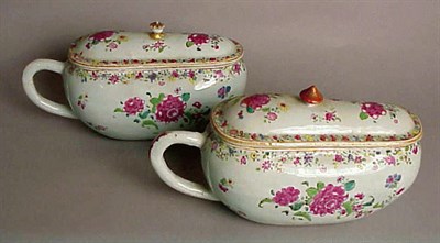 Lot 340 - Pair of Chinese Export Porcelain Chamber Pots...