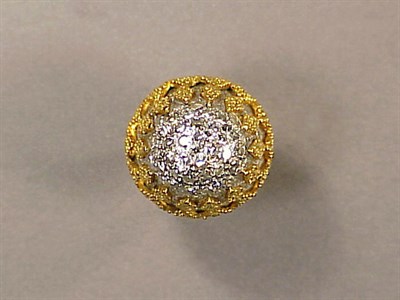 Lot 484 - Diamond Pave Dome Ring 18 kt. yellow gold with...