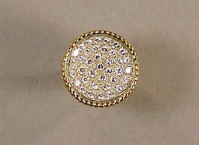 Lot 208 - Gold and Pave Diamond Ring 18 kt. yellow gold,...