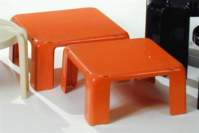Lot 346 - Nest of Three Orange Fiberglass Tables Mario...