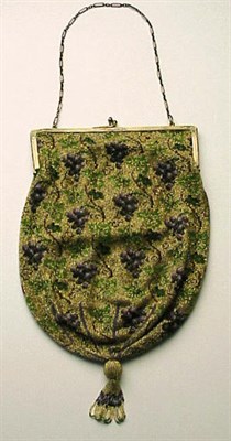 Lot 1056 - Grape Pattern Beaded Bag French, early 20th...