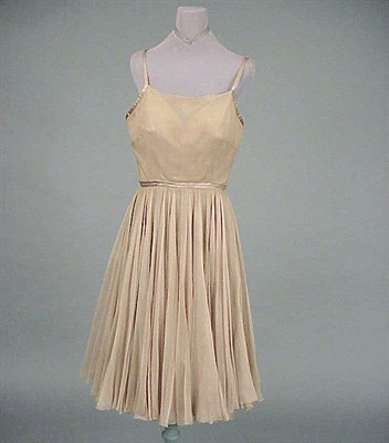 Lot 611 - Galanos Fawn Chiffon Cocktail Dress American,...