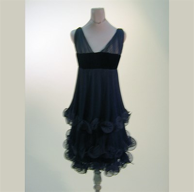 Lot 619 - Travilla Black Chiffon Pleated Flounce...