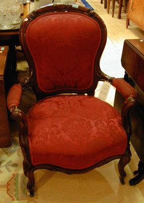 Lot 212 - Pair of Victorian Mahogany Upholstered Armchairs
