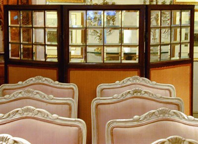 Lot 223 - Empire Style Mahogany and Glass Three-Fold Screen