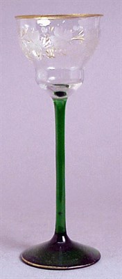 Lot 258 - Nine Colorless and Green Cut Glass Cordial...