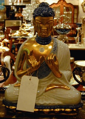 Lot 269 - Gilt-Decorated Porcelain Figure of a Seated...