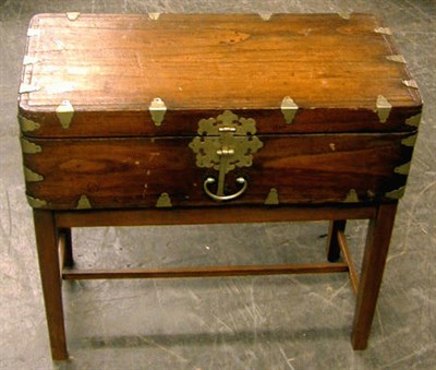 Lot 275 - Anglo-Indian Oak Map Box on Stand