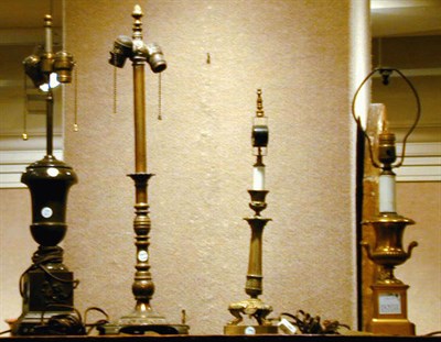 Lot 280 - Group of Four Gilt-Metal Lamps