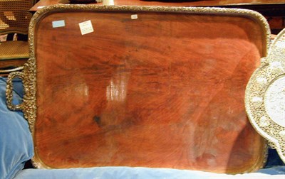 Lot 313 - Sheffield Silver Plated and Mahogany Gallery Tray