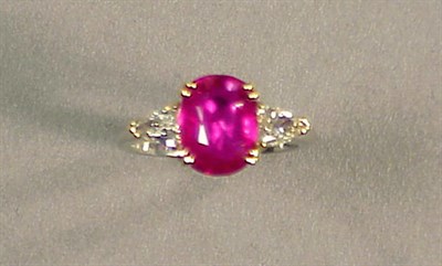 Lot 631 - Ruby and Diamond Ring Platinum and 18 kt....