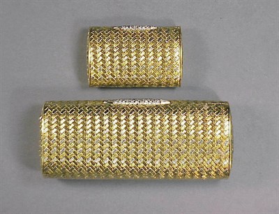 Lot 332 - Lady's Woven Gold Pill Box and Cigarette Case...