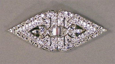 Lot 621 - Pair of Diamond Double Clips Platinum, each of...