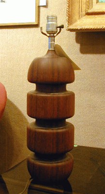 Lot 168 - Pair of Teak Lamps Each of knopped form....