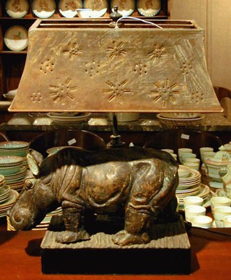 Lot 386 - Cast Metal Hippopotamus-Form Lamp