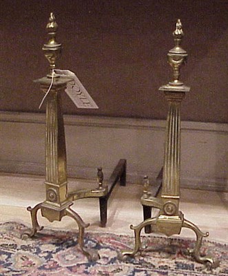 Lot 451 - Pair of Federal Style Brass Andirons