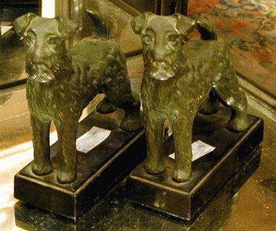 Lot 475 - Group of Four Bronze Figures of Terriers