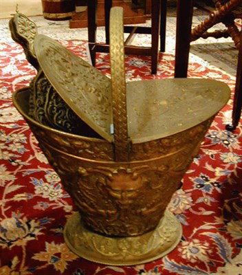 Lot 522 - Victorian Brass Coal Bucket and Bellows