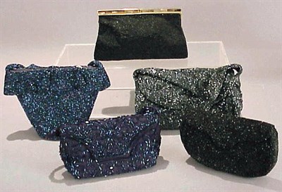 Lot 1110 - Five Subtle Beaded Evening Bags 1950s...