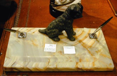 Lot 562 - Two Metal and Onyx Figural Desk Sets