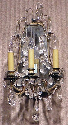Lot 426 - Four Rococo Style Brass Three-Light Sconces