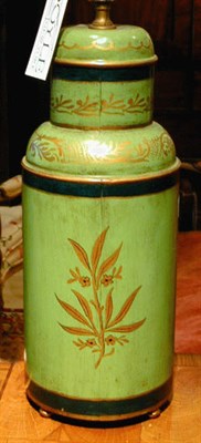 Lot 466 - Pair of Tole Painted Canisters Each mounted as...