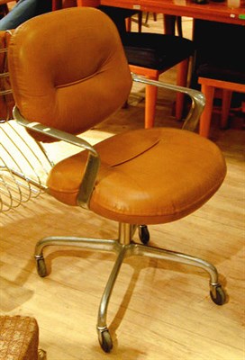 Lot 213 - Aluminum and Leather Desk Chair Knoll With...
