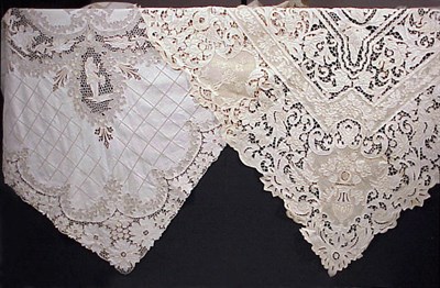 Lot 1136 - Two Fine Eggshell Linen Cutwork Tablecloths...