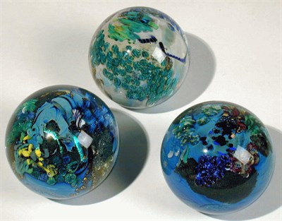 Lot 296 - Three Art Glass Spheres Josh Simpson Each...