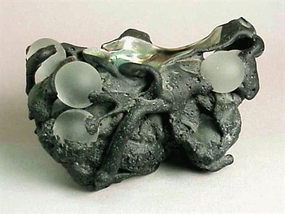 Lot 294 - Art Glass Sculpture Of lava form, set with...