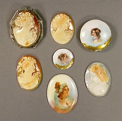 Lot 22 - Lot of Shell Cameos and Porcelain Portraits...