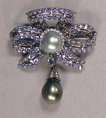 Lot 511 - Sapphire, Diamond and Black Cultured Pearl...