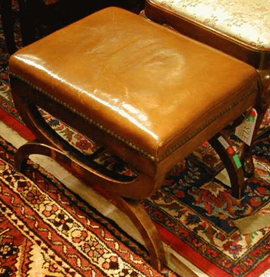 Lot 416 - Regency Style Leather Upholstered Mahogany Stool