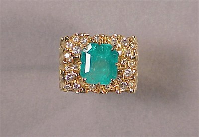 Lot 507 - Emerald and Diamond Ring 14 kt. yellow gold,...