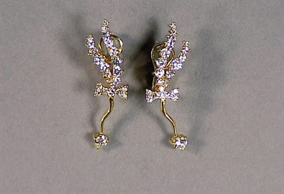 Lot 520 - Pair of Gold and Diamond Earrings 18 kt....