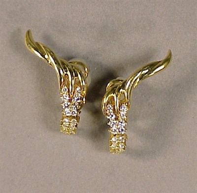 Lot 228 - Pair of Gold and Diamond Earrings 18 kt....
