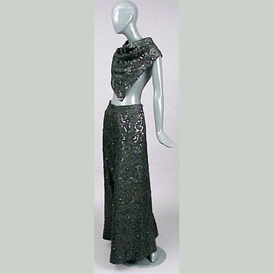 Lot 640 - Black Lace Palazzo Pants and Scarf 1970s The...
