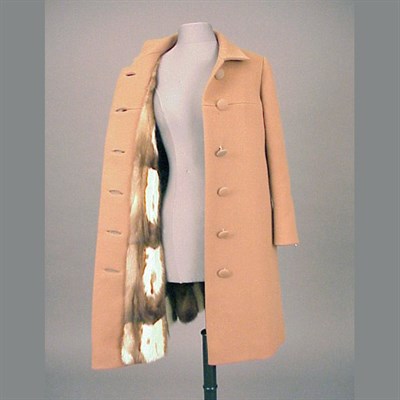 Lot 247 - Fur Lined Camel Wool Coat 1960s A-line, with...