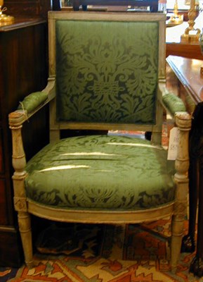 Lot 585 - Directoire Gray Painted Fauteuil Late...