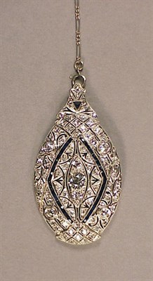 Lot 564 - Diamond and Synthetic Sapphire Pendant with...