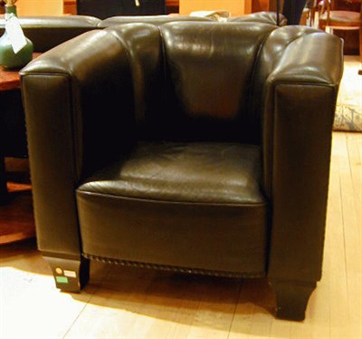 Lot 66 - Black Leather Upholstered Club Chair Josef...
