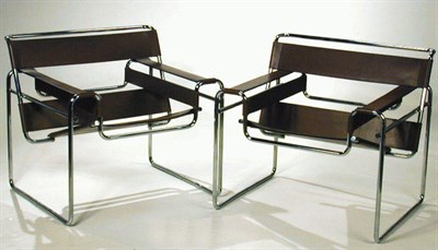 Lot 69 - Pair of Chrome and Leather Wassily Chairs...