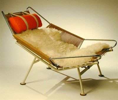 Lot 88 - Painted Metal, Chrome and Rope Flagline Chair...